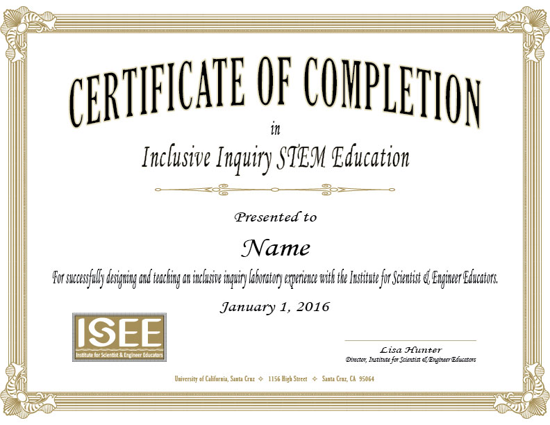 ISEE certificate